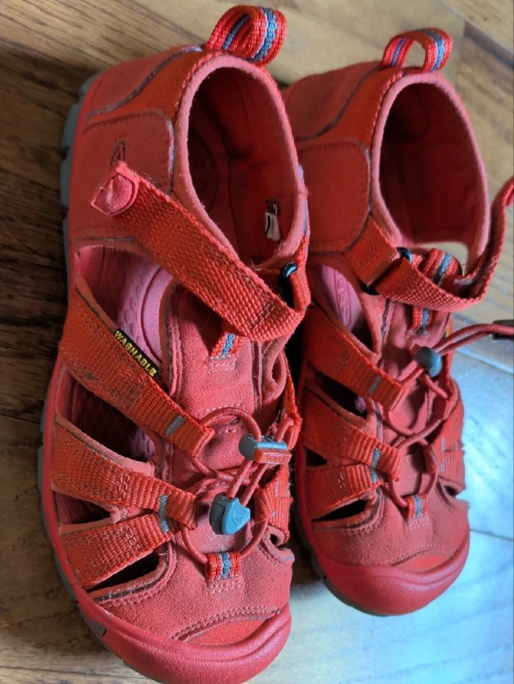Keen Kids Red Closed-Toe Active Sandals with Blue Accents